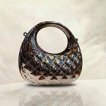 Gunmetal Quilted Sculpted Ring Clutch