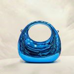 Metallic Blue Sculpted Oval Clutch